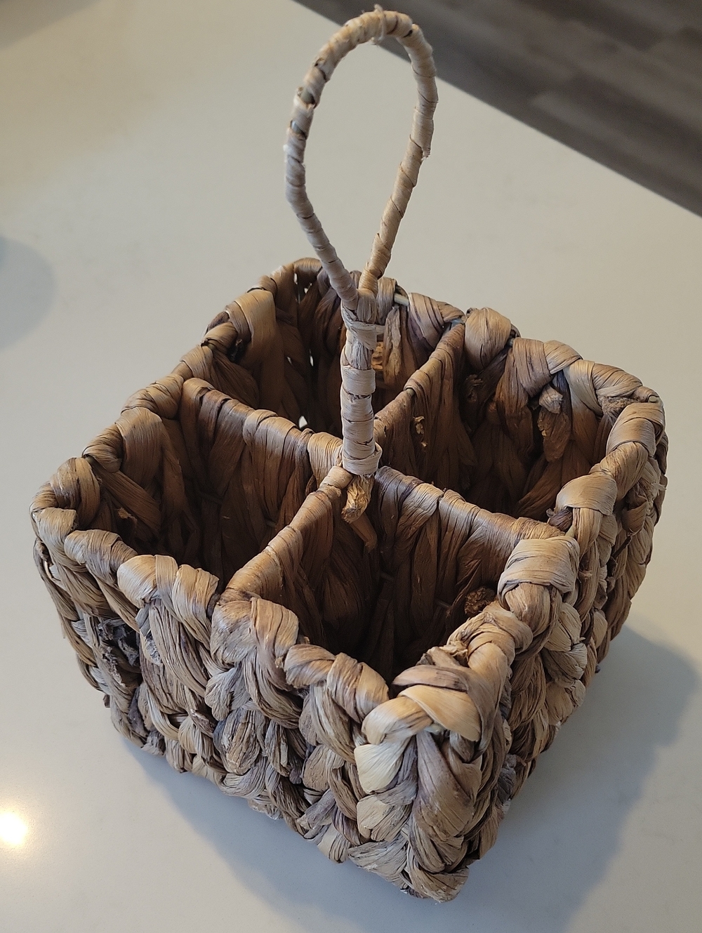 Pier 1 Natural Brown Woven Utensil Caddy with Handle